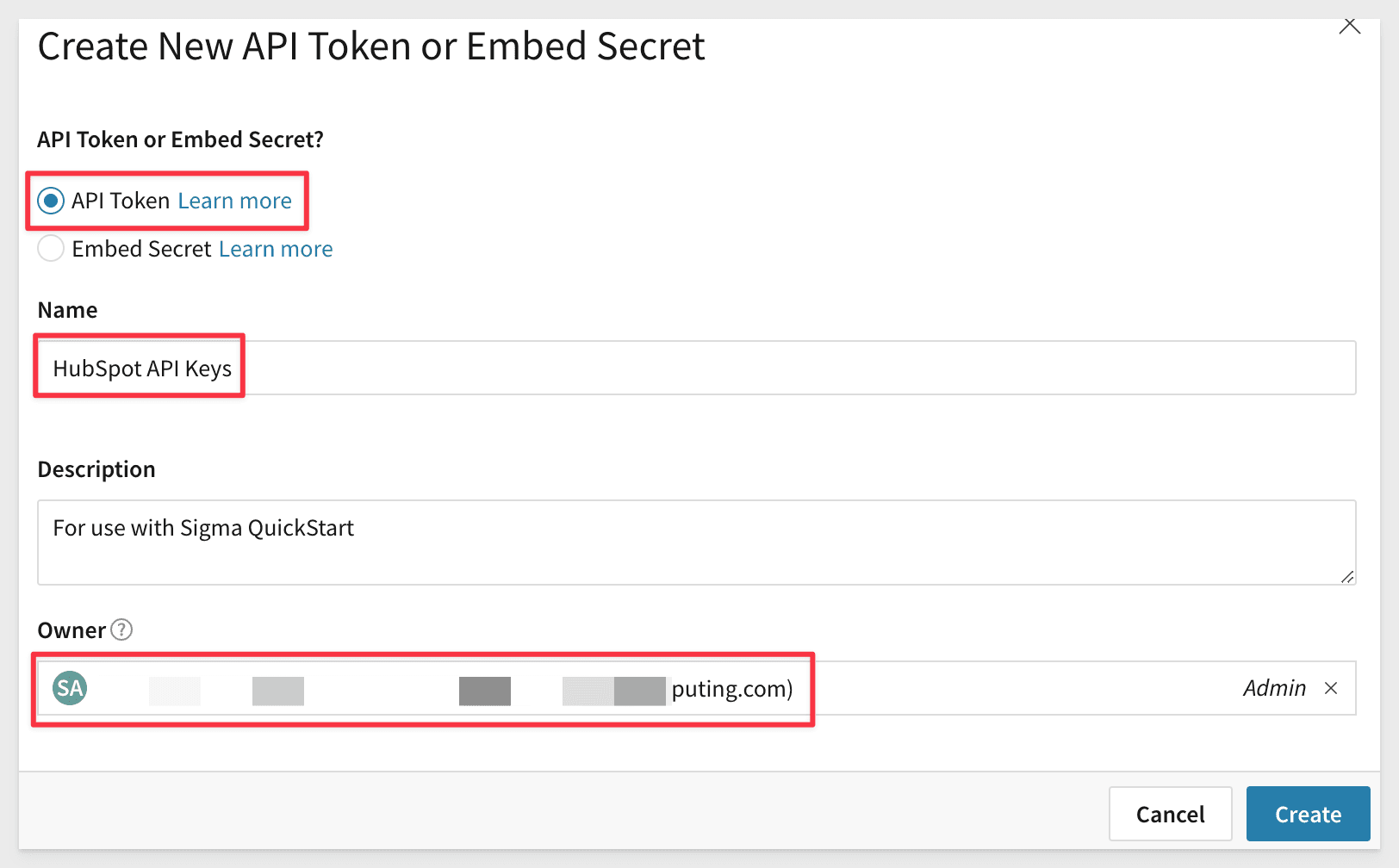 Sigma API token