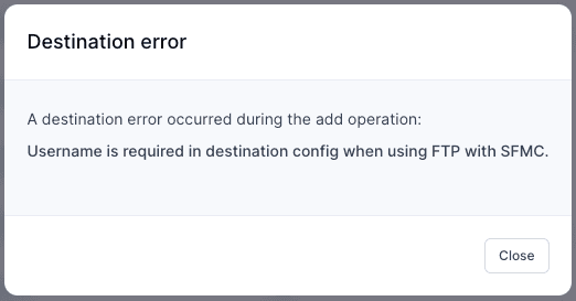 destination error