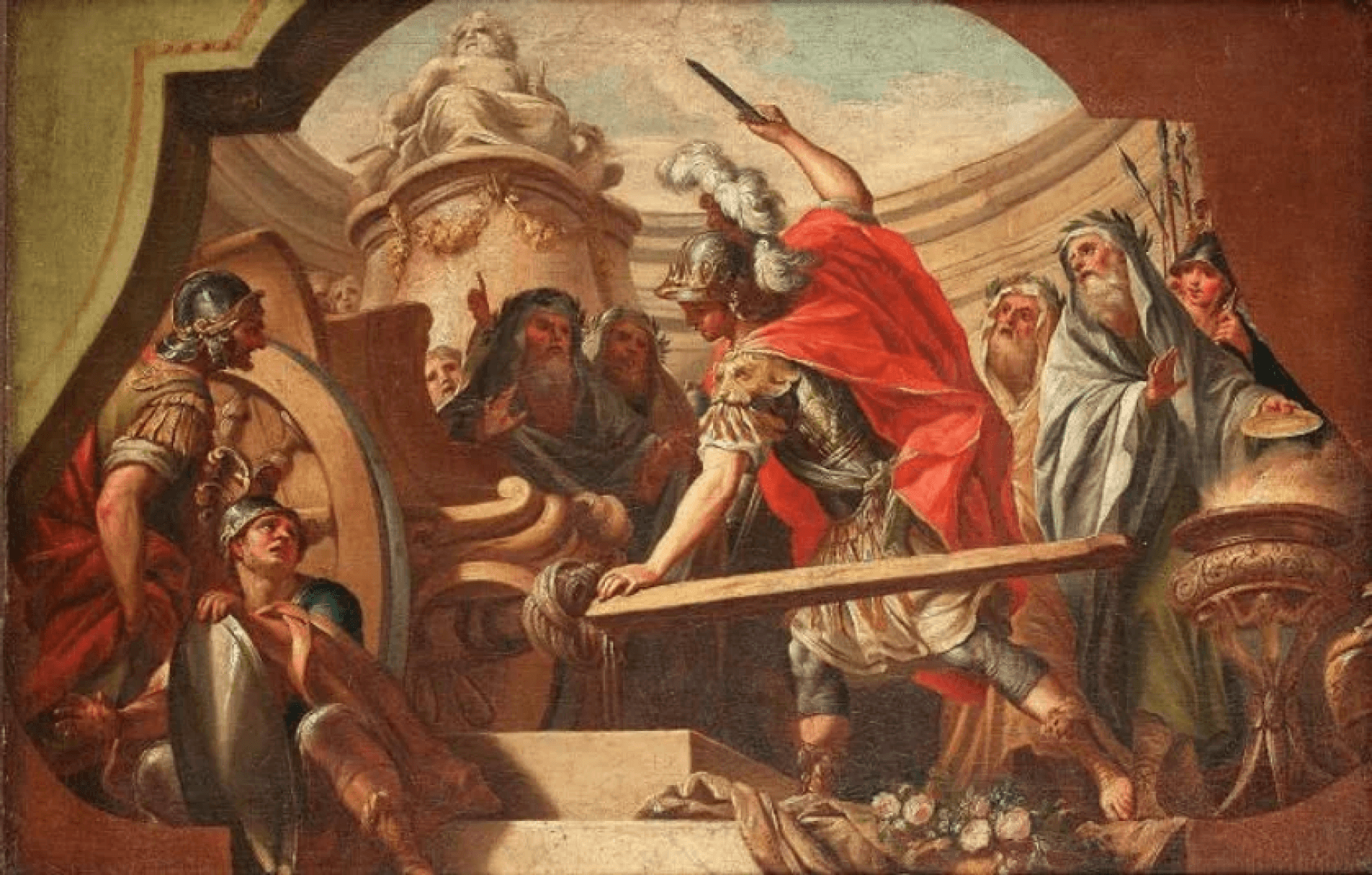 Alexander cutting a knot with a sword