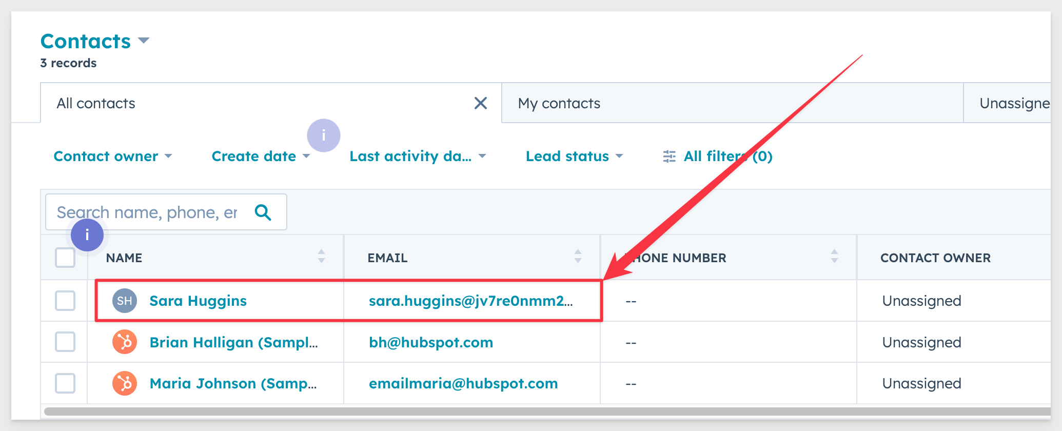 Hubspot contacts