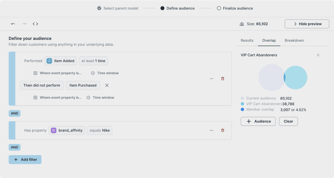 Hightouch Audiences user interface.