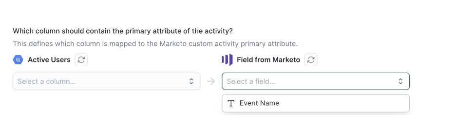 Custom activity sync configuration in the Hightouch UI