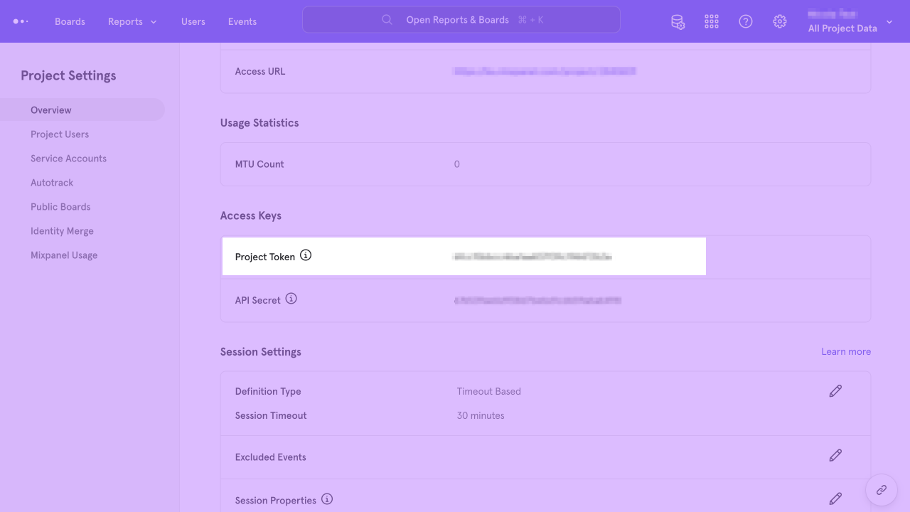 Mixpanel Project Token