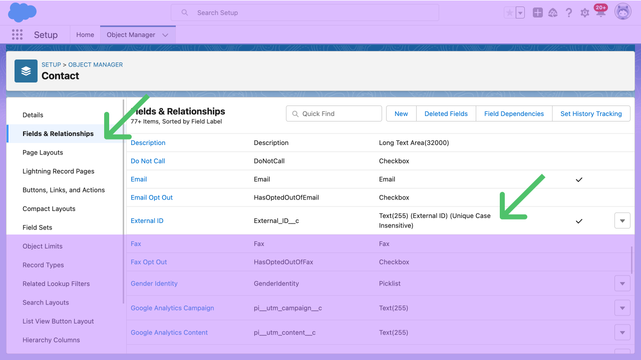 Inspect fields and relationships in the Object Manager