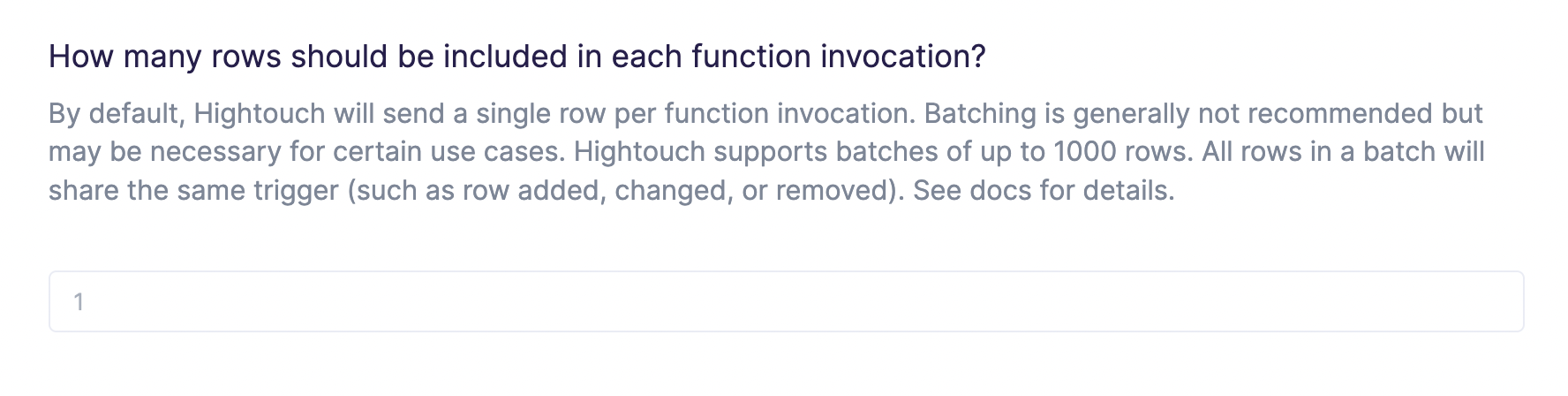 Declaring batch size in Hightouch