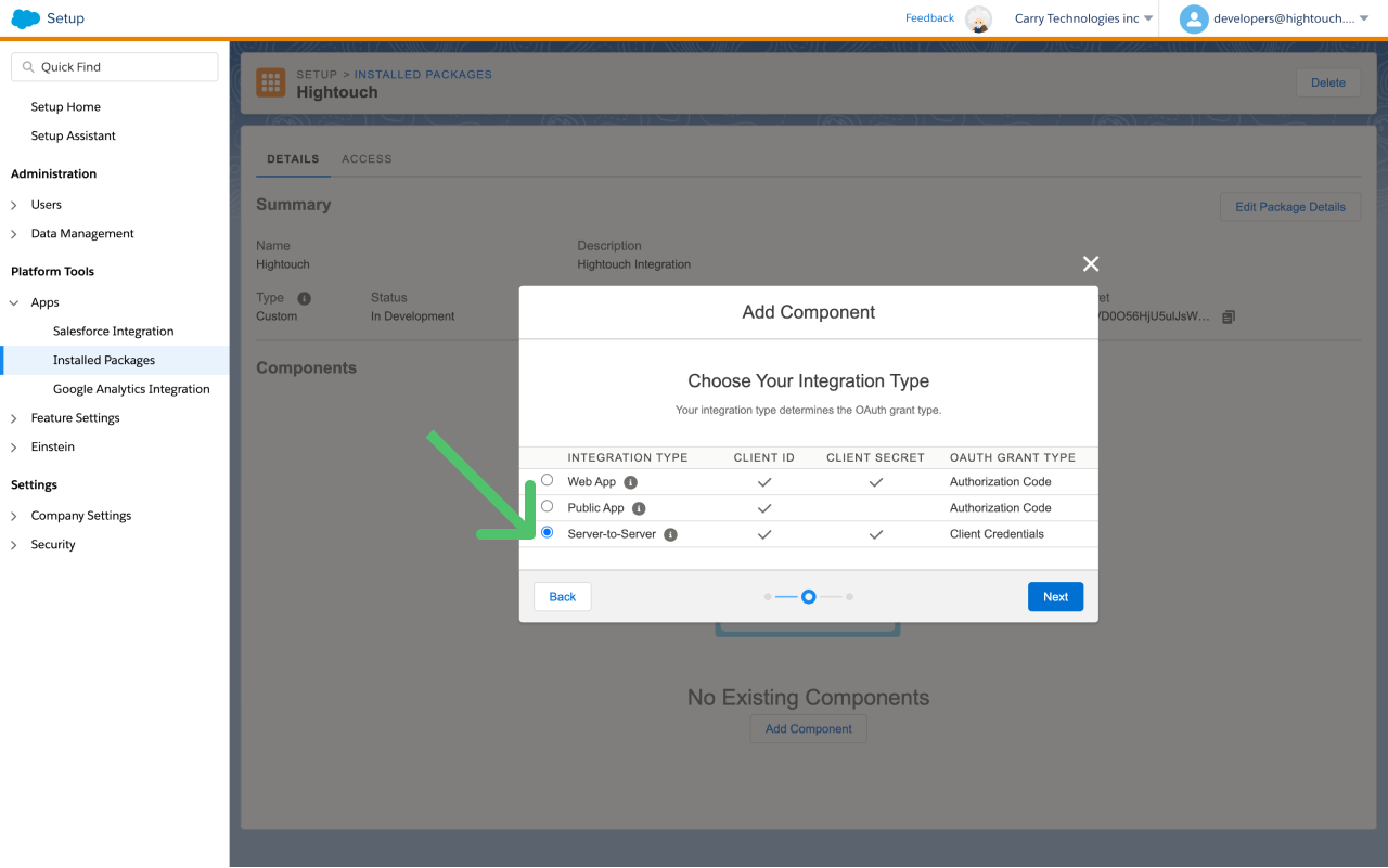 Package configuration in SFMC