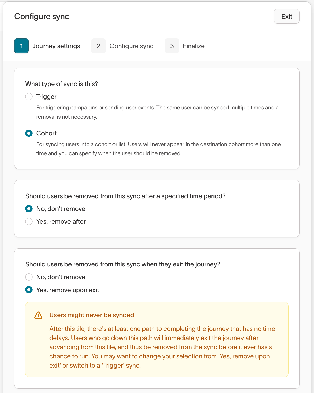 Cohort Mode Removal Warning
