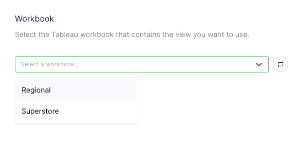Tableau Workbook select