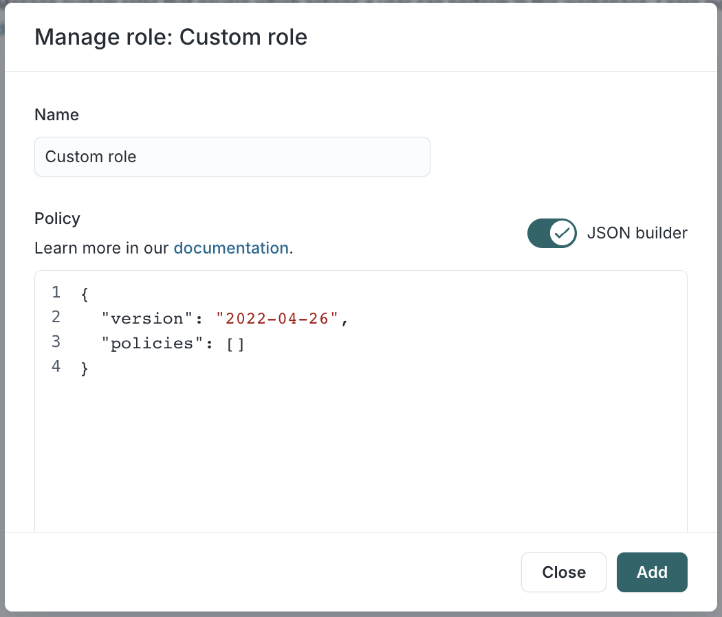 JSON role builder